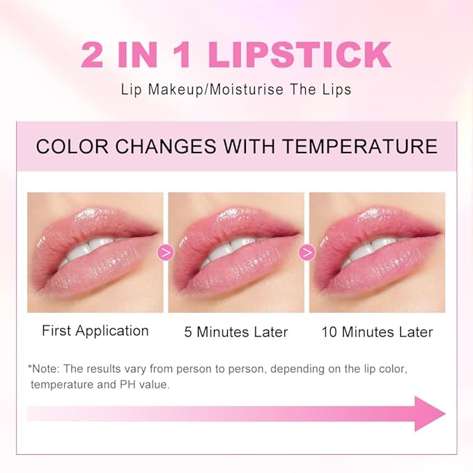 BINGBRUSH Clear Crystal Color Changing PH Lipstick,Rich in Vitamin E for All-Day Moisture,Gold Foil Long Lasting Moisturizer Waterproof Discoloration (02#)