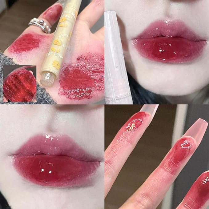 3 Colors Jelly Lipstick,Tinted Lip Gloss Heart Shape Gloss