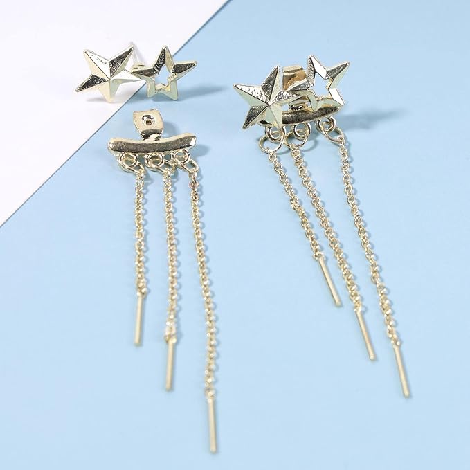 Boho Star Ear Jacket Earrings Gold