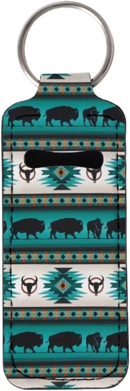 Native Aztec Turquoise Lipstick Holder Keychain Keyring