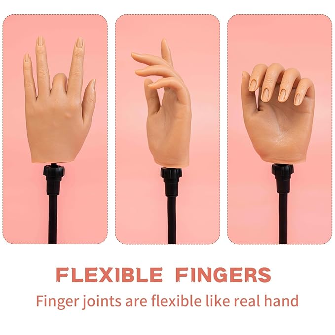 Silicone nail practice hand for