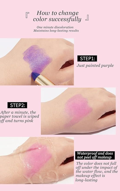 Blue Rose Color Changing Lipstick Tinted Lip Balm,Shimmer PH Changing Lip Gloss, Matte Velvet Color Revealing Moisturizing Pearlescent Waterproof Long Lasting Pink Lips for Women (01#)