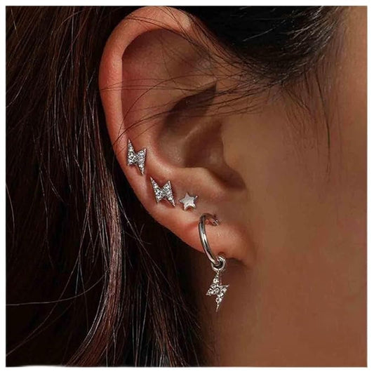 Bohemia Crystal Thunder Hoop Earrings Cz Lighting Bolt