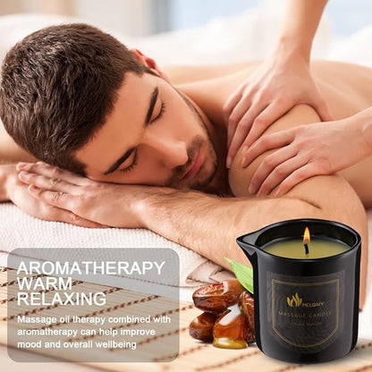 MELONY Massage Oil Candle for Pure Relaxation- 8.1 oz- Moisturizing Essential Oil Body Massage Candle for Home Spa- Amazing Gift for Women & Men (Classic Vanilla)