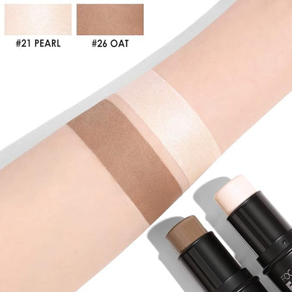 FOCALLURE 2 Pcs Mineral Cream Contour Stick,Moisturize Highlighter Illuminator Makeup,Light