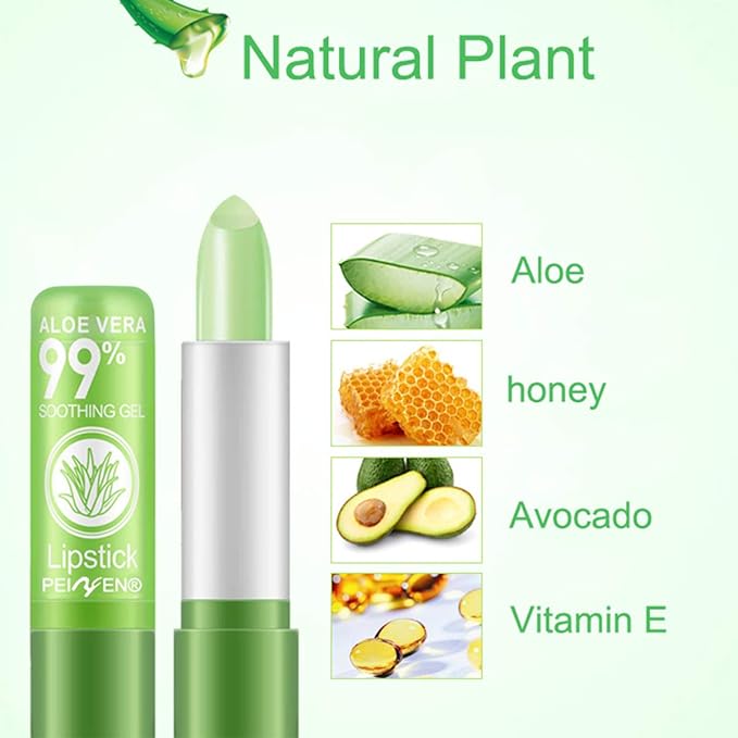 3 Pack Aloe Vera Lipstick, LemonSac Long Lasting Long