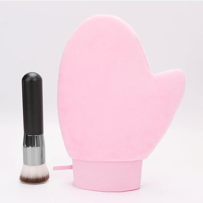 UNIMEIX 2 Pack Self Tanning Mitt Applicator Kit Set Self Tan Back Applicator with Self Tanning Glove for Self Tan Mitt Mini Self Tan Glove and Sunscreen Brush (Pink)