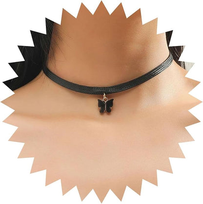 Vintage Black Choker Necklace Chain Goth Leather Choker