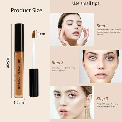 Liquid Matte Concealer Waterproof &Lightweight Natural Full Coverage Makeup (02#)