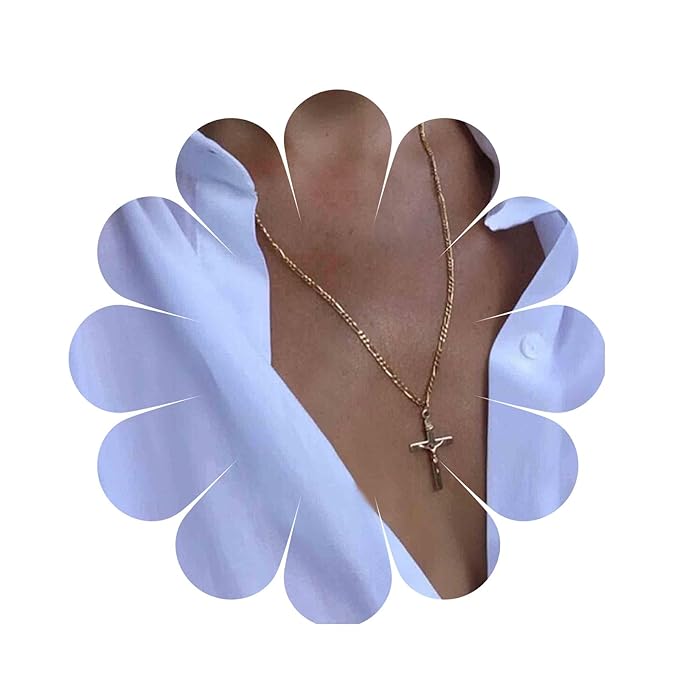 Jesus Cross Necklace Chain Gold Crucifix