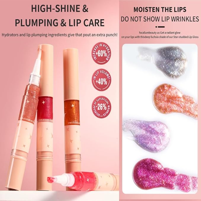 Glitter Lip Gloss Long Lasting Peal Shimmer Liquid Lip