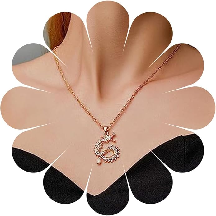 Vintage Dragon Pendant Necklace Punk Dragon Necklace Ancient