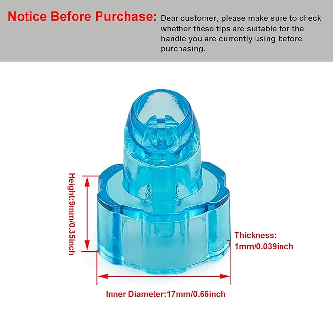 Elitzia Plastic Hydro Dermabrasion Microderma Heads Hydro Facial Aqua Peel Tips Water Peeling Caps Facial Care Skin Cleaning Tool Beauty Machine Replacement Spare Parts 8pcs Per Set （Capri Blue）