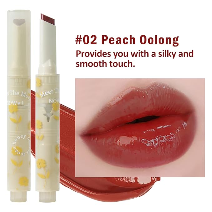 3Pcs Jelly Lipstick, Tinted Lip Gloss Heart Shape Lip Glaze, Moisturizing and Hydrating Glossy Lip Gloss Lip Balm, High-shine Finish Lip Makeup Lip Pen for Nourished, Fuller-looking Lips