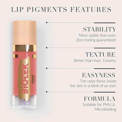 Biotek Lip Pigment for Permanent Makeup - Pink Peach Color for Lip - Made in Italy - Flower 0,61 fl.oz.