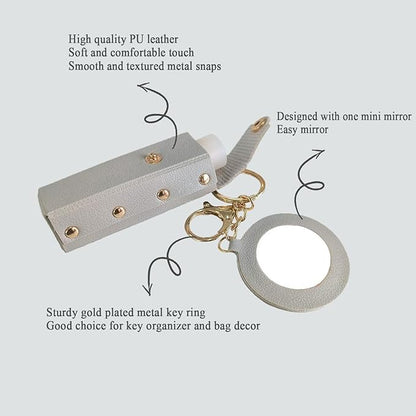 Lipstick Holder Keychain PU Leather Lipstick Pouch Leather Organizer