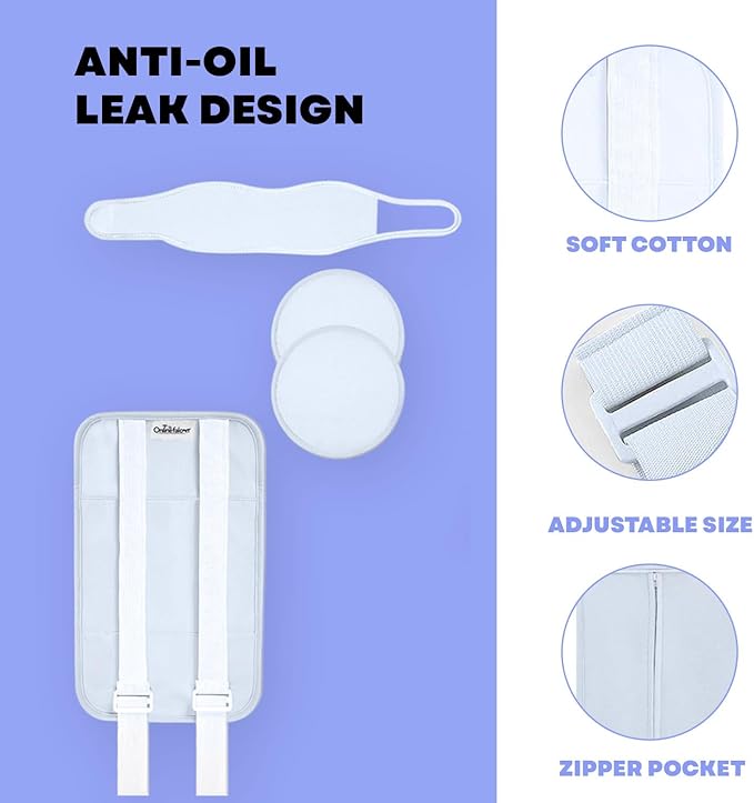 Castor Oil Pack Wrap Kit, 4 Pcs Organic Cotton, Adjustable Strap for Neck, Waist, Chest, Knee, Reusable, Washable - Detox, Constipation, Inflammation