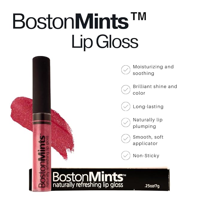 Mint Tucket Red Lip Gloss (.25oz) - Naturally Refreshing Vegan Lip Gloss with Aloe, Vitamins C & E, Spearmint Extract