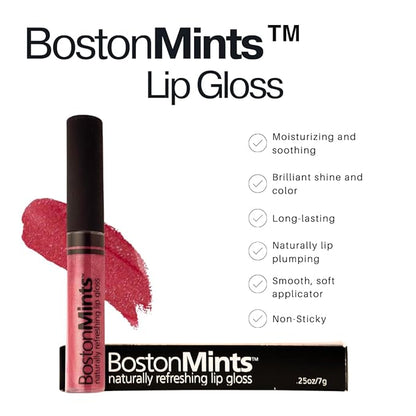 Mint Tucket Red Lip Gloss (.25oz) - Naturally Refreshing Vegan Lip Gloss with Aloe, Vitamins C & E, Spearmint Extract