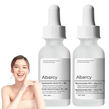 Bundle Face Care Set Facial Treatment: Hyaluronic Acid with 2% + Vitamin B5 and Niacinamide 10% + Zinc 1%, Hydrating Face Serum for Women Radient And Smooth Skin, Anti-Aging