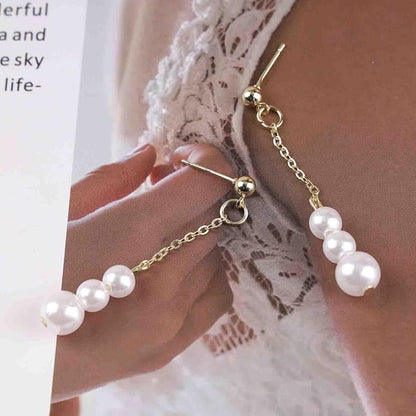 Vintage Pearl Drop Earrings Long Pearl