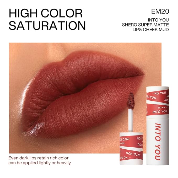 INTO YOU Matte Lipstick for Women, Matte Red Lipstick Long Lasting, Multi-Purpose for Lips and Cheek, Non-Stick Cup Not Fade Lip Stain Makeup Cosmetics Official Directly (EM20)