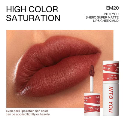 INTO YOU Matte Lipstick for Women, Matte Red Lipstick Long Lasting, Multi-Purpose for Lips and Cheek, Non-Stick Cup Not Fade Lip Stain Makeup Cosmetics Official Directly (EM20)