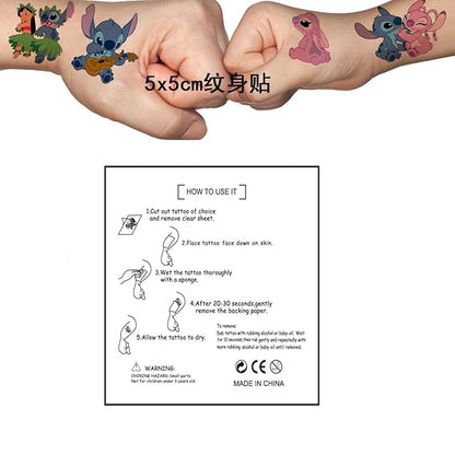 40pcs Stitch Temporary Tattoos Stickers for Kids,Birthday Party Girl Adult