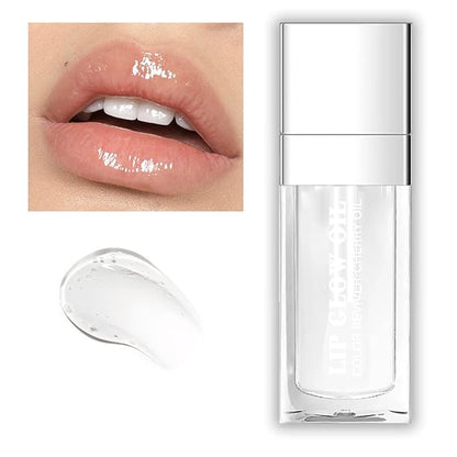 Plumping Lip Oil, Long Lasting Hydrating Lip Gloss Tinted Lip Balm Non-sticky Revitalizing, Transparent Lip Care Oil for Dry Lip (Clear)