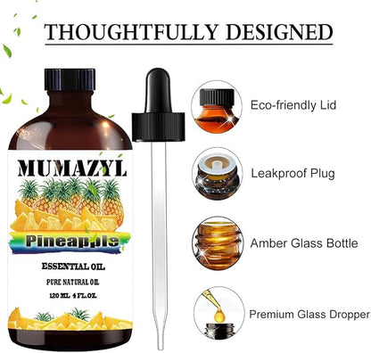 Pineapple Essential Oil, Pineapple Oil 4 Fl Oz 120ML for Diffuser Humidifier Yoga Cleaning DIY Candle Soap Making Essential Oils