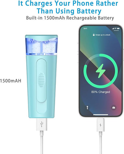 Nano Face Mister, Facial Steamer, USB Rechargeable Cool Mist Sprayer, 40ml Visual Water Tank, Face Mist for Eyelash Extensions, Facial Deep Cleaning, Makeup (Blue)