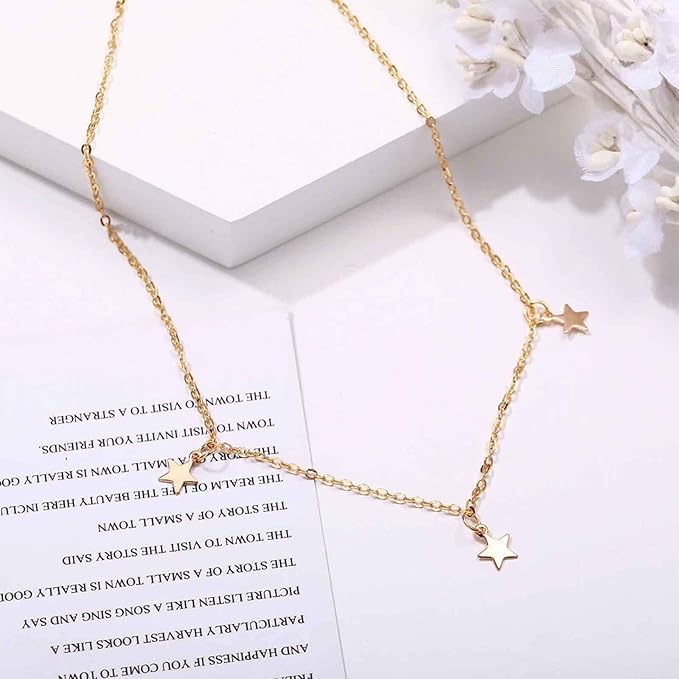 Boho Star Choker Necklace Gold Dangle