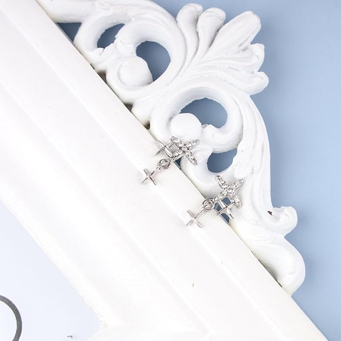 Vintage Rhinestone Star Earrings Silver Star