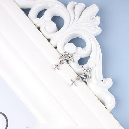 Vintage Rhinestone Star Earrings Silver Star