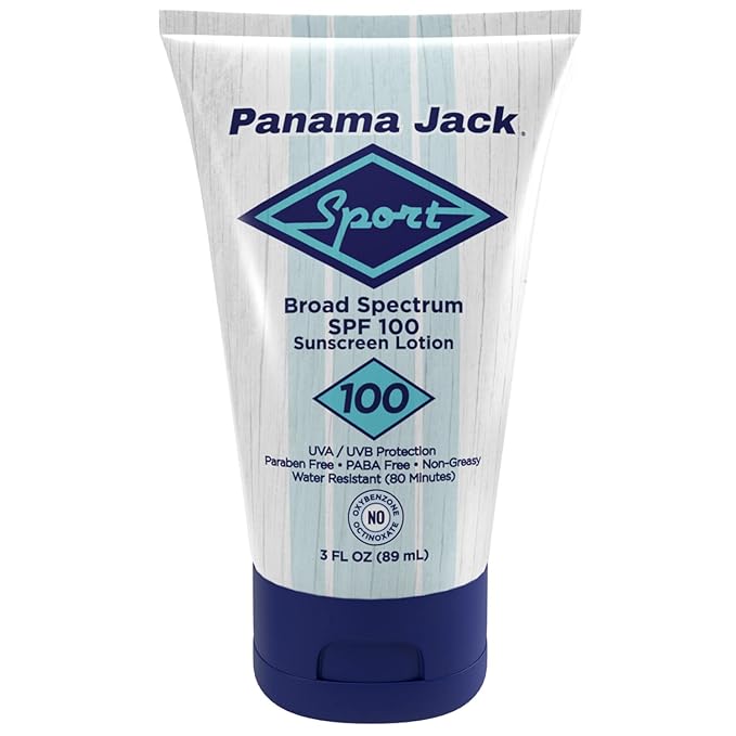 Panama Jack Sport Sunscreen Lotion - SPF 100, Broad Spectrum UVA/UVB Protection, Non-Greasy, PABA, Paraben, Gluten & Cruelty Free, 3 FL OZ (Pack of 12)