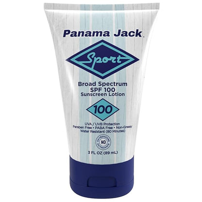 Panama Jack Sport Sunscreen Lotion - SPF 100, Broad Spectrum UVA/UVB Protection, Non-Greasy, PABA, Paraben, Gluten & Cruelty Free, 3 FL OZ (Pack of 6)
