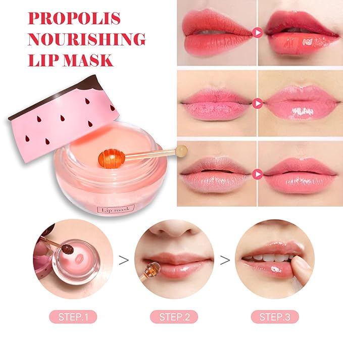 Strawberry Sleeping Lip Mask,Bee Lip Balm Wrinkle