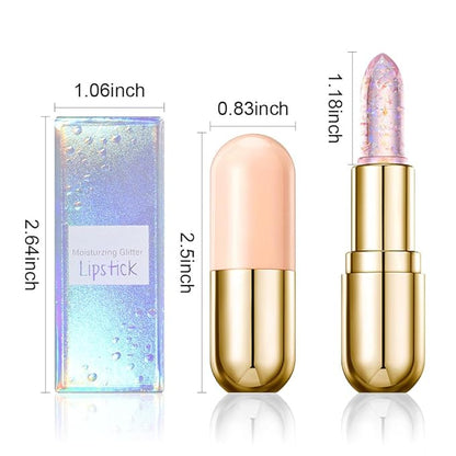 BINGBRUSH Clear Crystal Color Changing PH Lipstick,Rich in Vitamin E for All-Day Moisture,Gold Foil Long Lasting Moisturizer Waterproof Discoloration (04#)