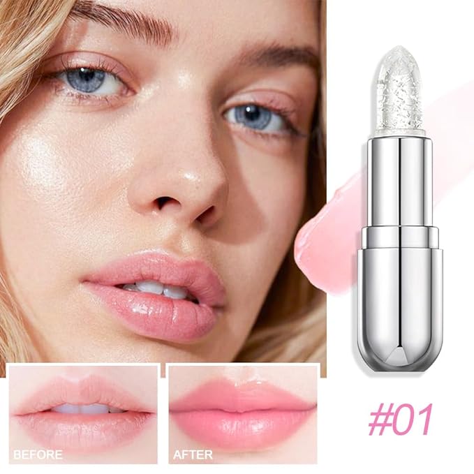 BINGBRUSH Clear Crystal Color Changing PH Lipstick,Rich in Vitamin E for All-Day Moisture,Gold Foil Long Lasting Moisturizer Waterproof Discoloration (01#)