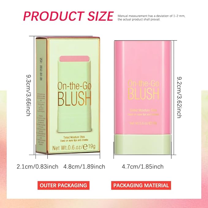 Soft Creamy Blush Stick,On-the-Go Blush,2-in-1 Cheek and Lip