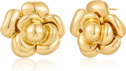 CLASSYZINT Gold/White/Red/Black Flower Stud Earrings