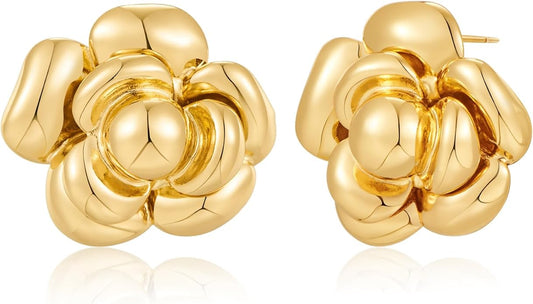 CLASSYZINT Gold/White/Red/Black Flower Stud Earrings