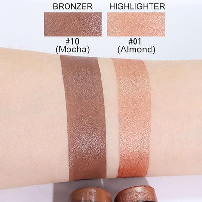 Kaely 2Pcs Cream Contour Highlighter Stick Kit,Bronzer Cheek Stick Waterproof,01+10