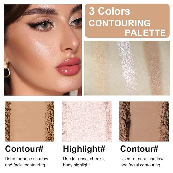 3 IN 1 Brown Nude Face Highlight Bronzer