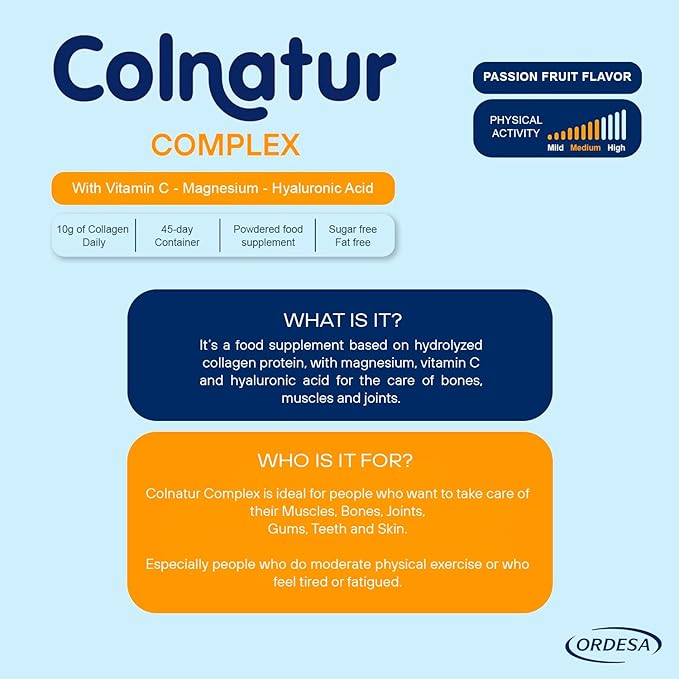 COLNATUR Complex Collagen Turmeric Flavor 250g – Joints, Bones, Muscles, Teeth and Skin – Collagen and Vitamin C
