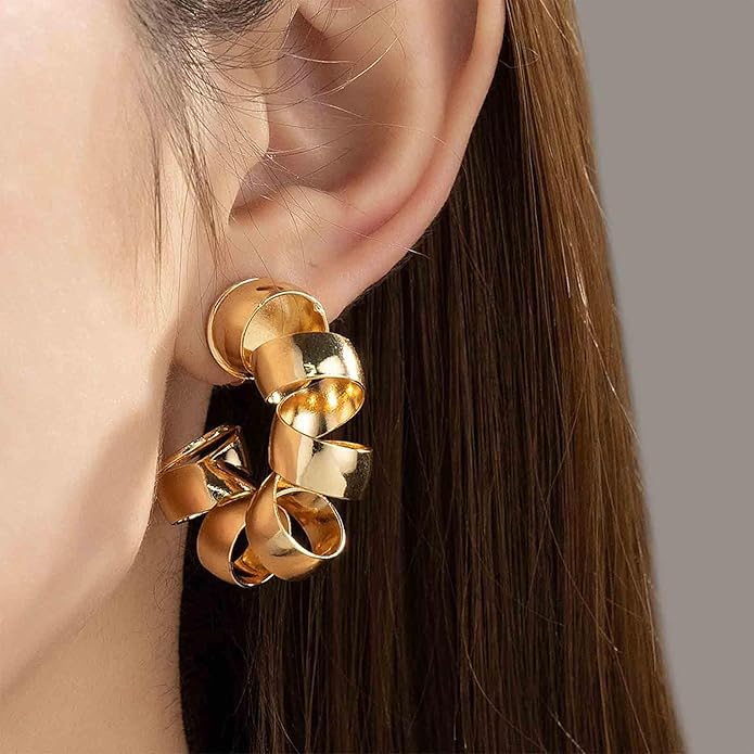 Vintage Exaggerated Irregular Circle Earrings Twist
