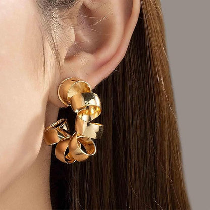 Vintage Exaggerated Irregular Circle Earrings Twist