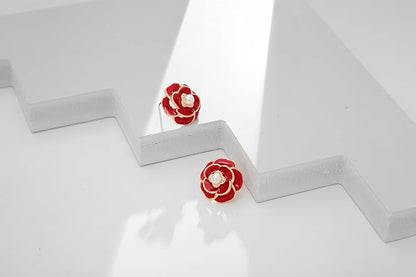 CLASSYZINT Gold/White/Red/Black Flower Stud Earrings