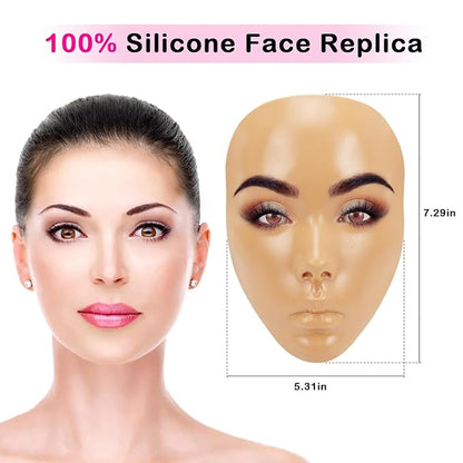 3D Makeup Practice Face Board,Reusable Silicone