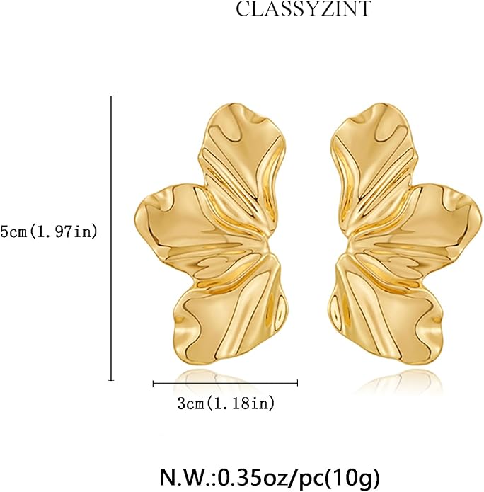 CLASSYZINT Gold/White/Red/Black Flower Stud Earrings